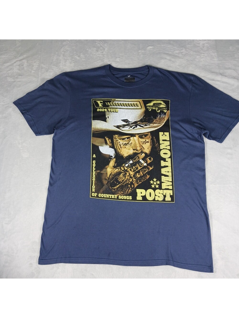 Post Malone 2024 F-1 Trillion Country Tour T-Shirt Mens XL Blue Concert Merch